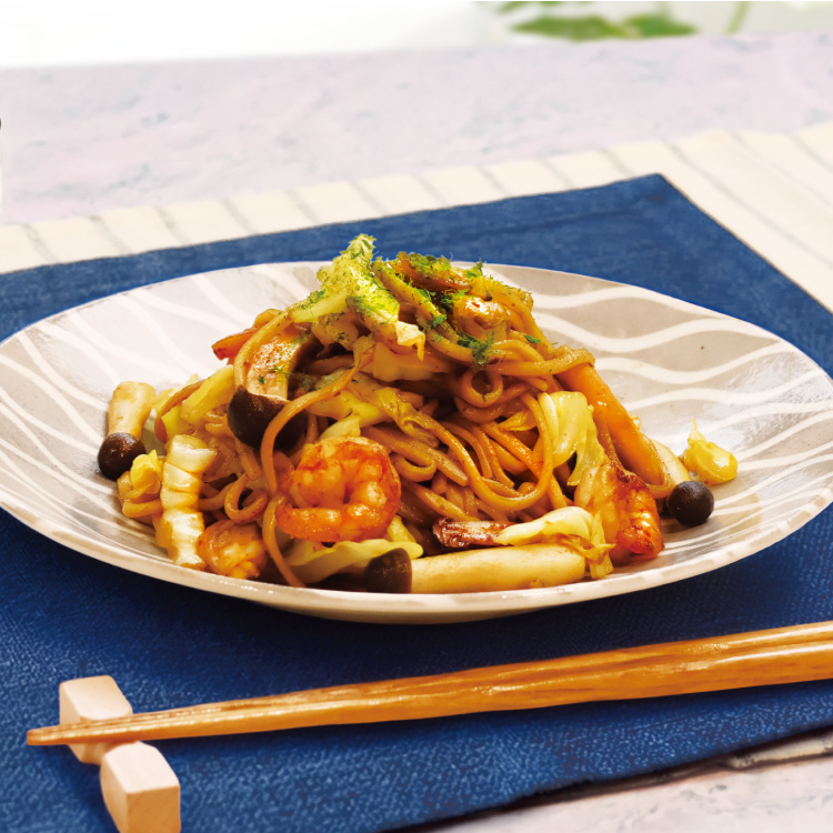 シーフードカレー風焼そば